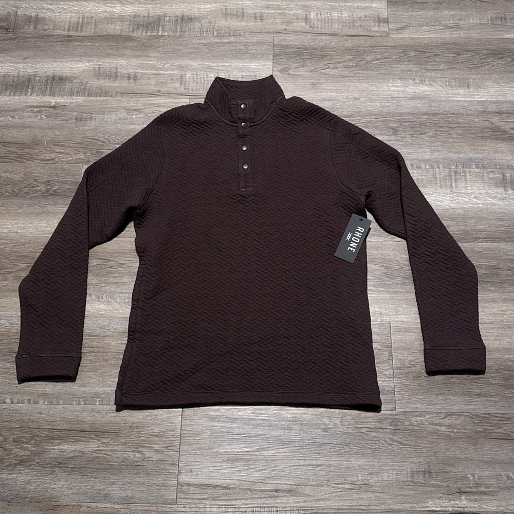 Rhone Weekender Pullover Quilted Sweater Ristretto Brown Heather Men's Medium M
